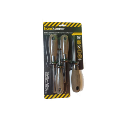 Набор отверток с комб. ручкой полимерное дерево 4 шт S2 Hanskonner