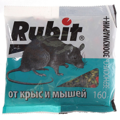 Средство от крыс и мышей "Зоокумарин""+зерновая смесь 160г RUBIT