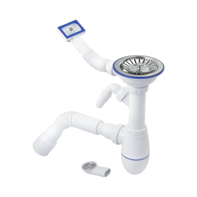 Сифон 3 1/2*40 B427 c носиком, круг и прямоуг перелив, с г/т 40*40*50 UNICORN(винт,шток,руч -латунь)