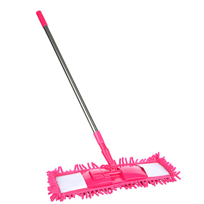Швабра с насадкой из микрофибры Лапша 14*44см,ручка тел.мет 120см,карманы,малиновая CELLTIX