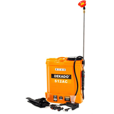 Опрыскиватель аккумуляторный S12L Li-ion бак 12 л, 12В 8 А/ч 4,5л/мин, шланг 1,2 м DEKADO