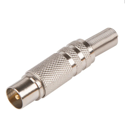 Разъем штекер TV никель c пружиной