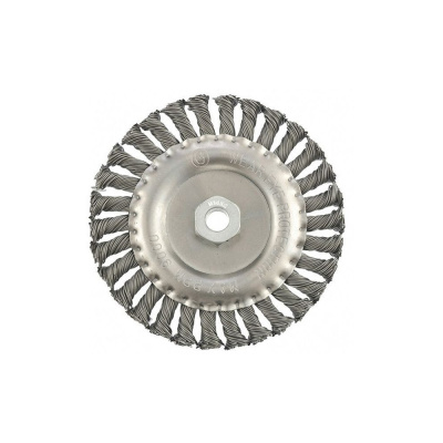 Щетка для УШМ 150 мм, М14, плоская, крученая проволока 0,8 мм// MATRIX