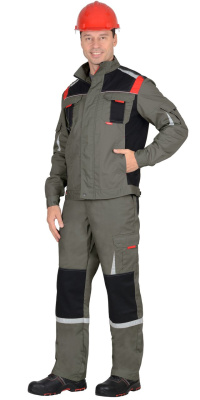 Куртка "СТАН" оливковая с черным и красным р.  96-100/182-188