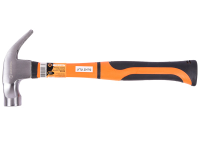 Молоток - гвоздодёр, 450гр., фиберглассовая двухкомпонентная ручка, с магнитом. 73/6/8/8