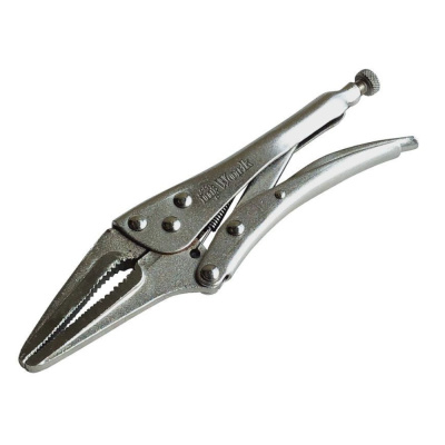 Зажим ручной с удлинен. плоск. губками, 220 мм, с зубьями