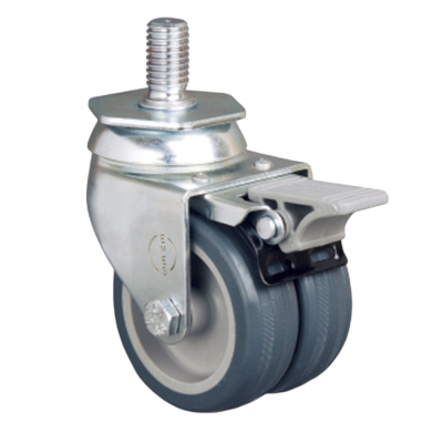 Колесо аппаратное сдвоенное с болтом М10 с тормозом 75 мм ( ET05 MKT 75 F), диск-полипропилен