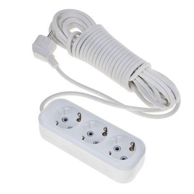 Удлинитель сетевой LUX У3-Е-07 3-местный с з/к., 250В 16А, 7м