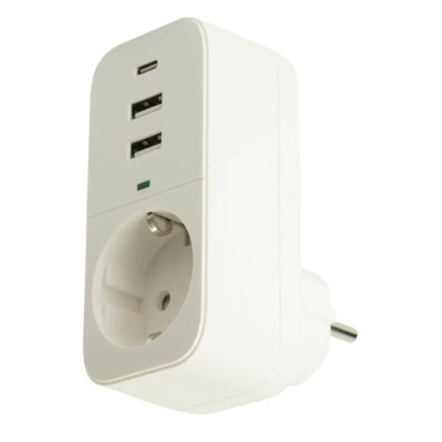Фильтр сетевой 1-местный с/з, 250В, 16А, 2USB+1Type-C 2,4 A, серия Nova, HM81-11-1, белый