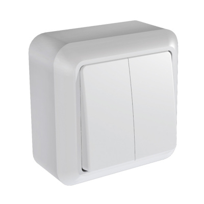 Выключатель ОПТИМА А510-380 о/у 2-кл. белый с монтаж.пластиной ,250 В 10А