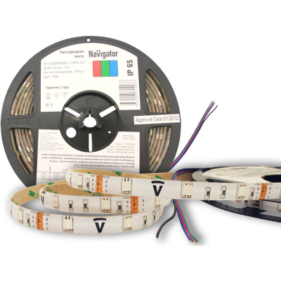 Лента светодиодная  LED*30/м 5м 7.2w/m 12в  IP65 RGB