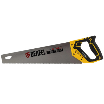 Ножовка по дереву, 400 мм, 11 TPI, зуб 3D, двухкомпонентная рукоятка// Denzel