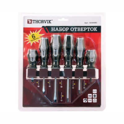 Набор отверток стержневых на держателе, 6 предметов SDS06BC 