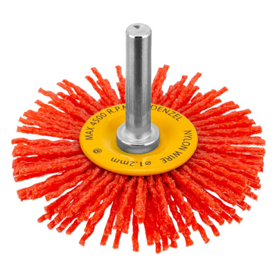 Щетка для дрели, 65 мм, Плоская, со шпилькой, нейлоновая щетина// Denzel