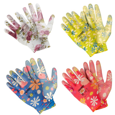 Перчатки «Для садовых работ», полиэстеровые, нитриловое покрытие, микс цветов, Fiberon, 8(M) PSV053P