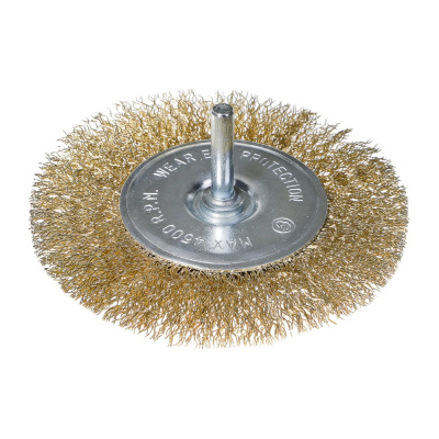 Корщетка-насадка для дрели 5240604,радиальная мягк.100мм,хвост 6мм, латун.волн.проволока,Sturm!