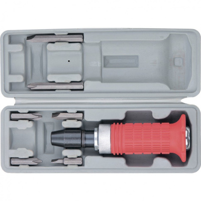 Отвертка Matrix ударная 1/2" + 6 бит, обрезин. ручка