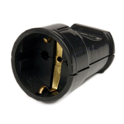 Штепсель 1 гнездо с заземлением черный