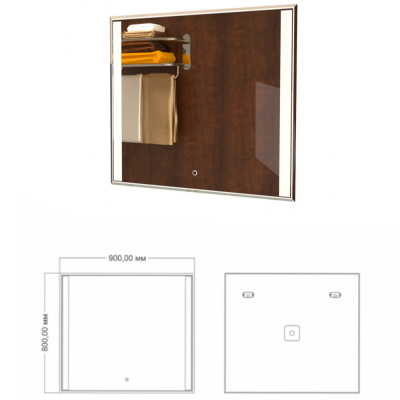 Зеркало MIXLINE "Бон" 900*800 (ШВ) сенсорный выключатель, светодиодная подсветка