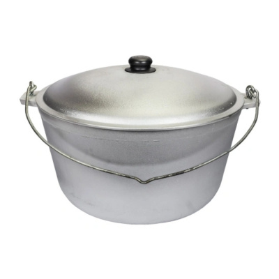 Казан алюминиевый DavrMetall 20 литров с дужкой (плоское дно) с крышкой казан20(ал)Davr Metall 