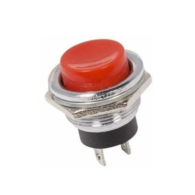 Выключатель-кнопка  металл 250V 2А (2с) (ON)-OFF  Ø16.2  красная  REXANT, 36-3351