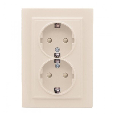 Розетка двухместная СП с заземление м 16А бежевый с защитными шторками Минск