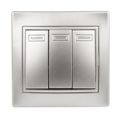 Выключатель, 10А-250В, IP20, СУ, алюминий Intro Plano 1-106-03