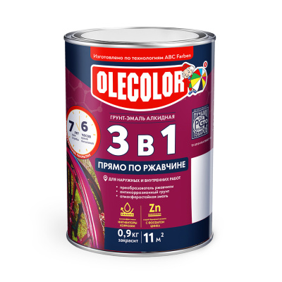 Грунт-эмаль по ржавчине 8017 коричневый 0,9 кг Olecolor