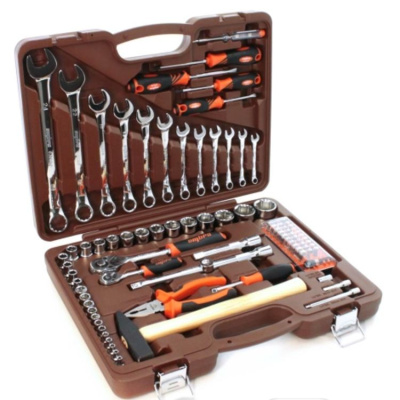 Набор инструмента торц. головки 4-32мм 1/4" и 1/2" DR и аксесс. к ним, комб. ключи 8-24мм, отв., 88п