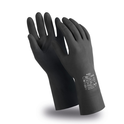 Перчатки КЩС-1, (CG-942), латекс, 0.50 мм, 300 мм, без подкладки, цвет черный ( 9-9.5)