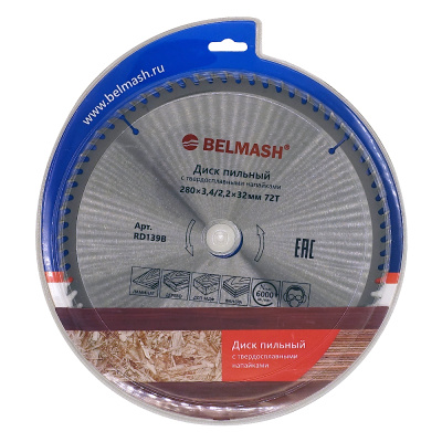 Диск пильный по ламинату BELMASH 280x3,4/2,2x32/30, 72T