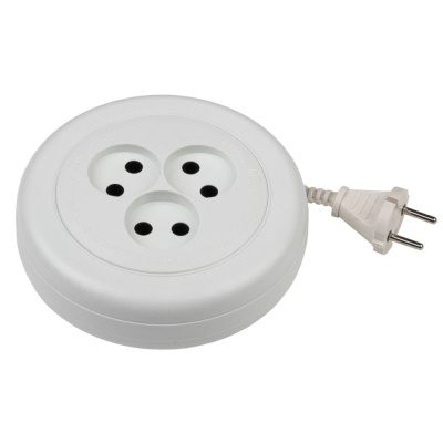 Удлинитель-рулетка MegArsenal (ГОСТок) б/з 3 гнезда ШВВП 2х0,75 белый 6А 1,5 м