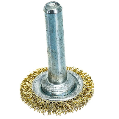 Щетка для дрели, 30 мм, плоская со шпилькой, латунированная витая проволока// Matrix