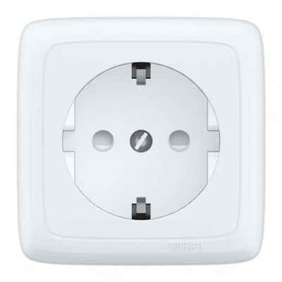 Розетка одинарная  наружная с изоляционной пластиной белая (HEGEL)