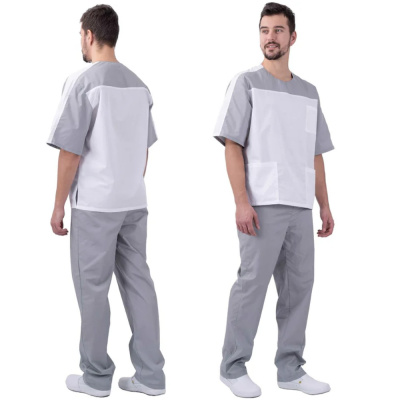 Костюм ПУЛЬС, белый-серый, мужской(104-108, 182-188)