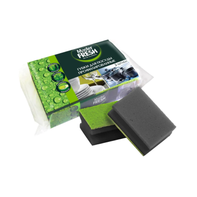ГУБКИ ДЛЯ ПОСУДЫ ПРОФИЛ. УПАК. 2 ШТ. (1/50) "MASTER FRESH"