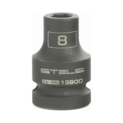 Головка ударная шестигранная, 8 мм, 1/2", CrMo// Stels