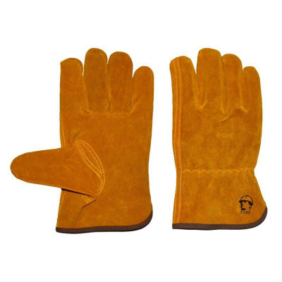 Перчатки желтые цельноспилковые "Драйвер Люкс" 1/120