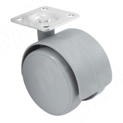 Опора двухколесная с площадкой, D50 мм, со стопором, серая