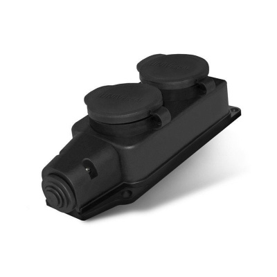 Колодка "UNIVersal" 2-х местная однофазная с заглушками с/з каучук 16А 250В IP44 (европост)