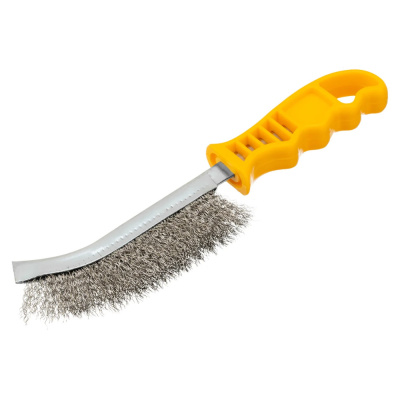 Щетка металлическая с пластмассовой ручкой, нержавеющая проволока DENZEL