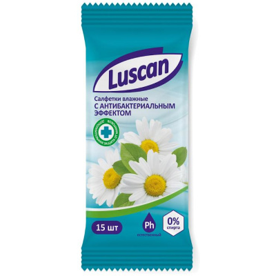 Салфетки влажные Luscan антибактериальные 15 шт 