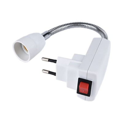 Переходник вилка-патрон E14 гибкий 300мм с выключателем Белый APF4SWEAY Ecola 