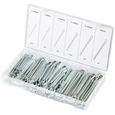 Набор шплинтов, S головки х L: 3,2х50, 4х64, 4,8х76, 6,4х50, 6,4х76, 8х64 мм, 144 предм.// Сибртех