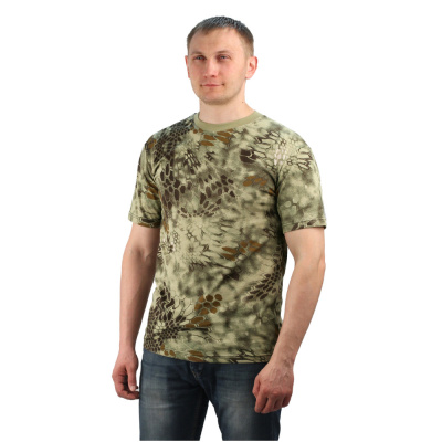 Футболка кмф "Питон Wood"зеленый 52