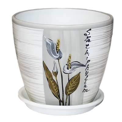 Бутон Роспись Спатифиллум горшок с поддоном 5,4л d21см