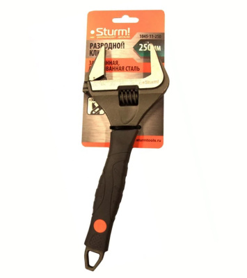 Ключ разводной Sturm 250 мм усиленные тонкие губки, обрезин. рукоятка