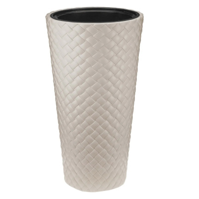 Кашпо РОТАНГ  D340мм H 630мм 9/42л со вставкой (Кремовый)