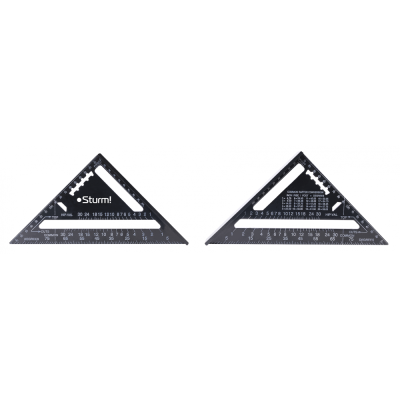 Угольник 170мм, алюминиевый сплав, чёрная оксидация, белая шкала, Sturm!