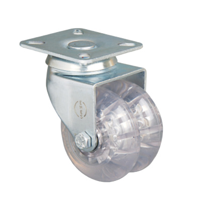 Колесо, ПРОЗРАЧНЫЙ ПОЛИУРЕТАН, сдвоенное поворотное  50 мм ( ET01 DKP 50 )